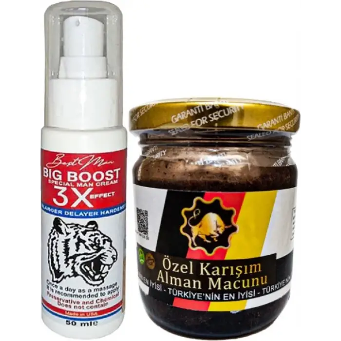 BİGBOOST ERKEK UZUN-KALIN-SERT- BAKIM KREMİ 50 ML + 240GR ALAMN MACUNU