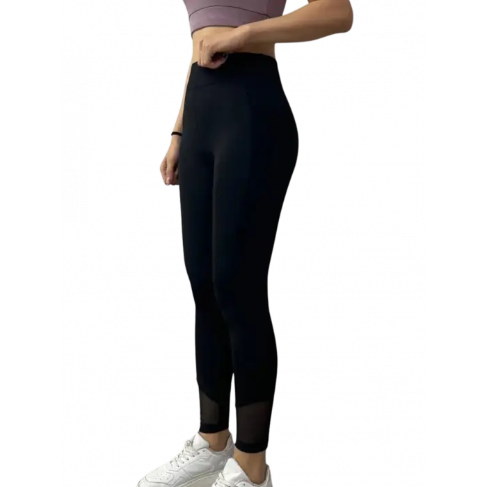 Bileği Tül Detaylı Scuba Tayt - SİYAH