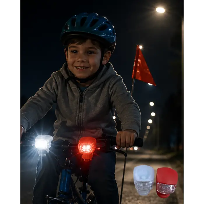 Bisiklet Ön Arka Işık Seti Silikon Çakar LED Güvenlik Lambası