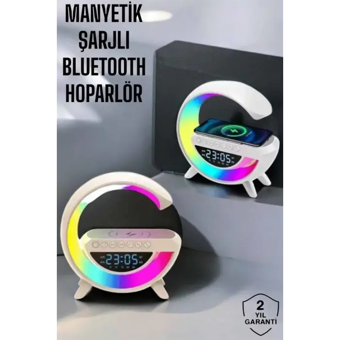Bluetooth Hoparlör 15W Kablosuz Hızlı Şarj LED Gece Lambası