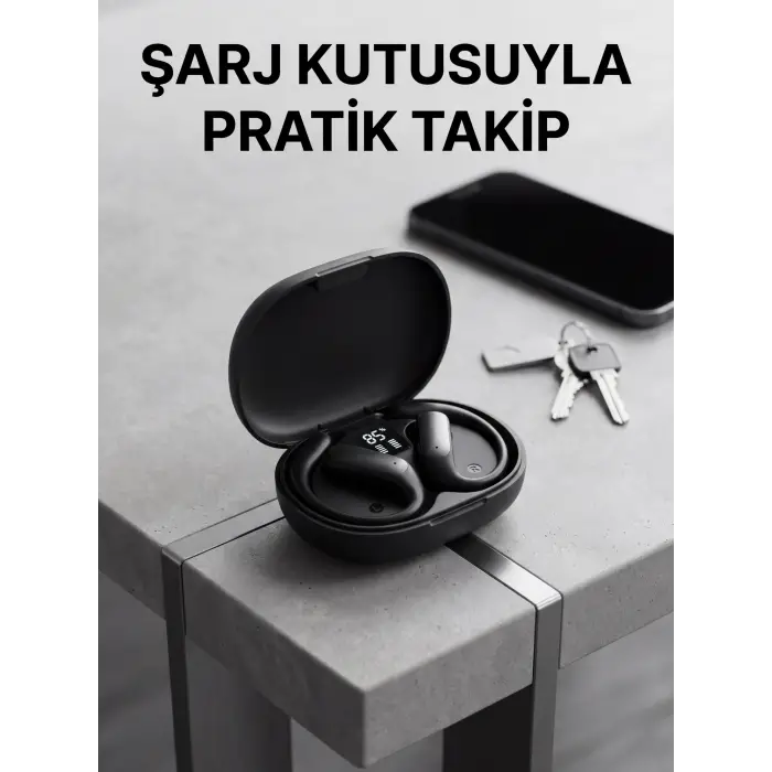 Bluetooth Kablosuz Kulaklık Kulak Kancalı Şarj Göstergeli