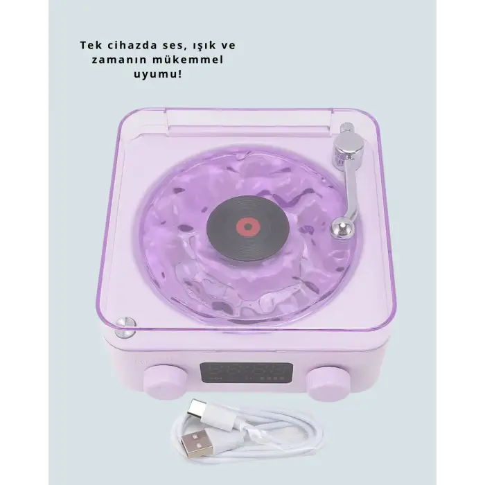 Bluetooth Retro Pikap Hoparlör – Projektörlü Gece Lambası