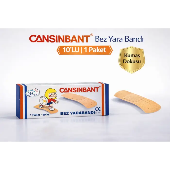 Cansinbant Bez Yarabandı 10 lu 1 Paket 1,9 x 7,2 cm Fabric First Aid Plaster