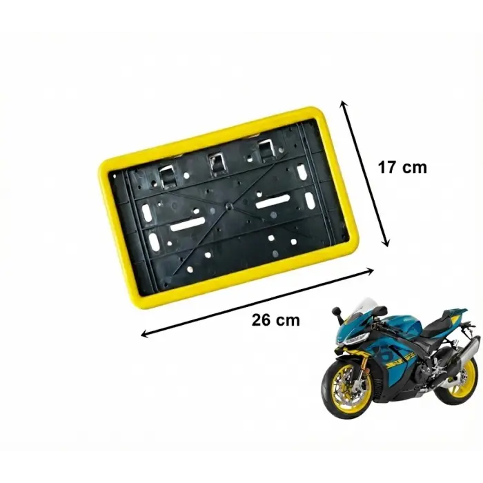 Çerçeveli Dikdörtgen Plakalık Plaka Altlığı Sarı 26X17cm 1 Adet