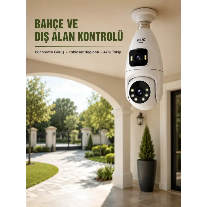 Çift Lens Wi-Fi Ampul Kamera ve Mobil Kontrol Yüksek Çözünürlüklü