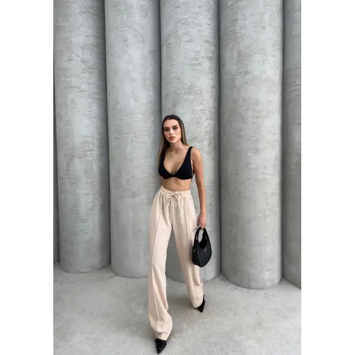 Çımalı keten pantolon