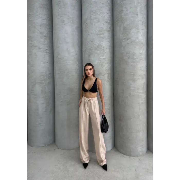 Çımalı keten pantolon