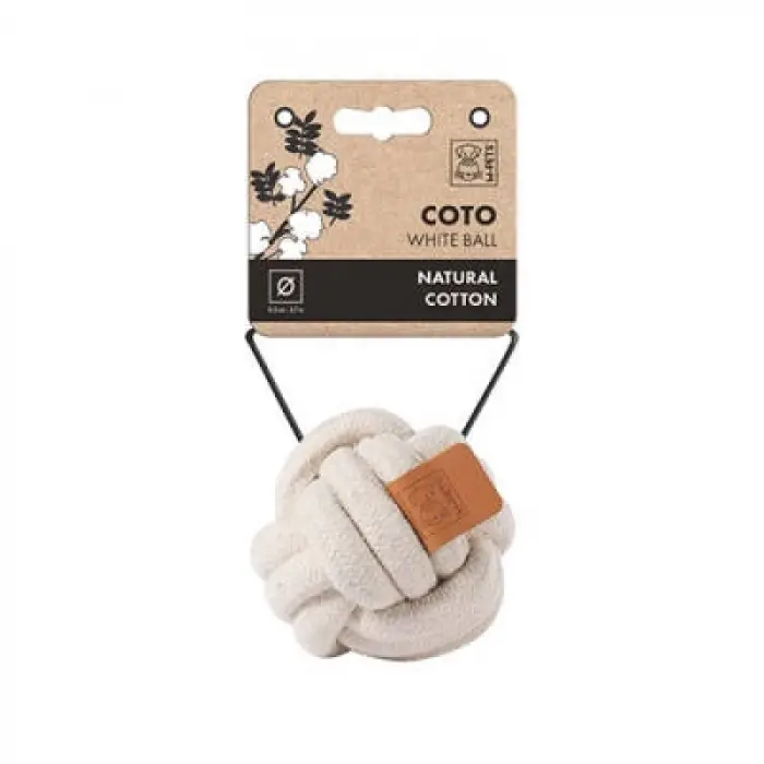 Coto Örgü Top Köpek Oyuncağı Beyaz 9,5 Cm