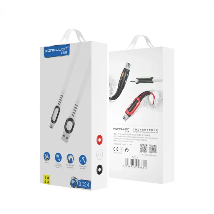 DC24 Micro USB Kablo 1.2M 4A - Siyah