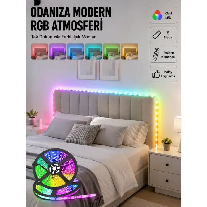Dekoratif Kumandalı Şerit LED 5 Metre