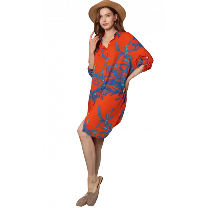 Desenli Elbise - TURUNCU