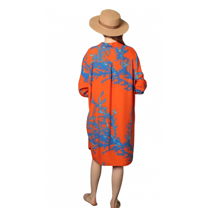 Desenli Elbise - TURUNCU