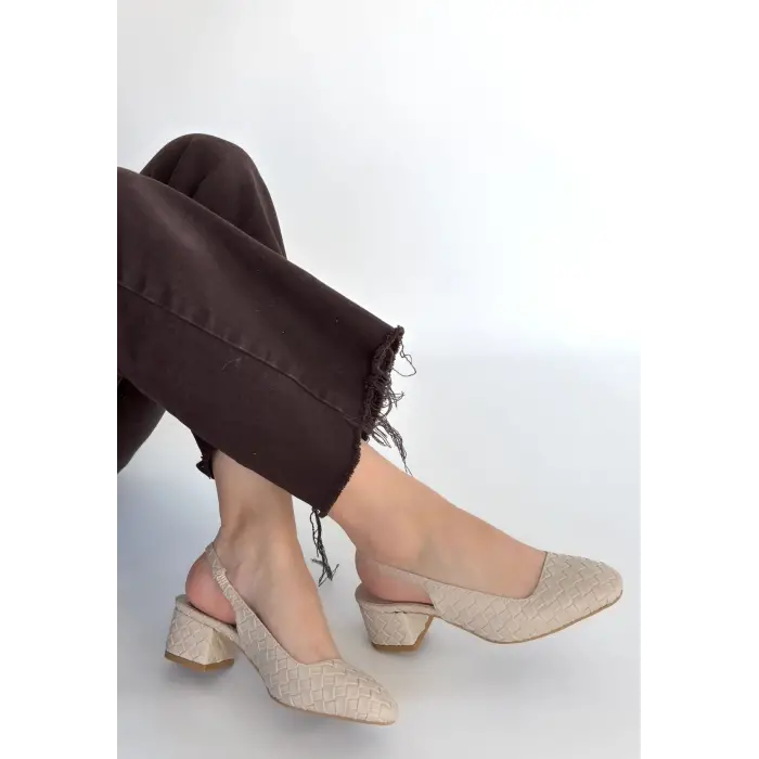 Dier Bej Cilt Topuklu Ayakkabı