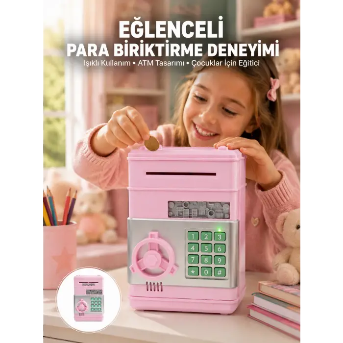 Elektronik Şifreli Otomatik Para Yutan Çocuk Kumbarası