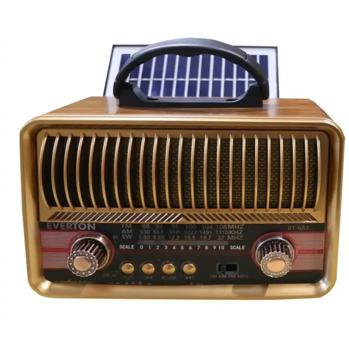 Everton RT-682 Solarlı,Şarjlı Nostaljik Radyo (Bluetooth-USB-SD-FM )