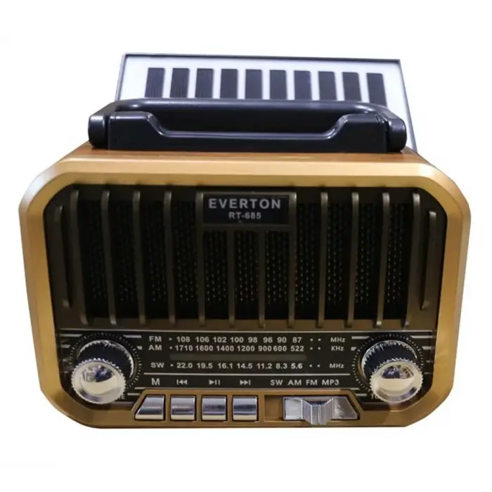 Everton RT-685 Şarjlı,Solarlı Nostaljik Radyo ( Bluetooth-USB-SD-FM)