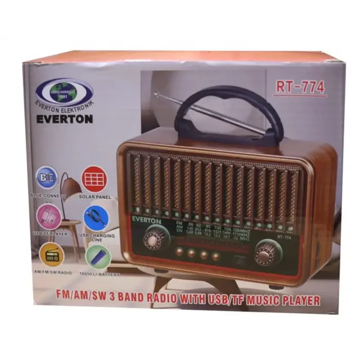 Everton RT-774 Bluetooth-USB-SD-FM Şarjlı Nostaljik Radyo