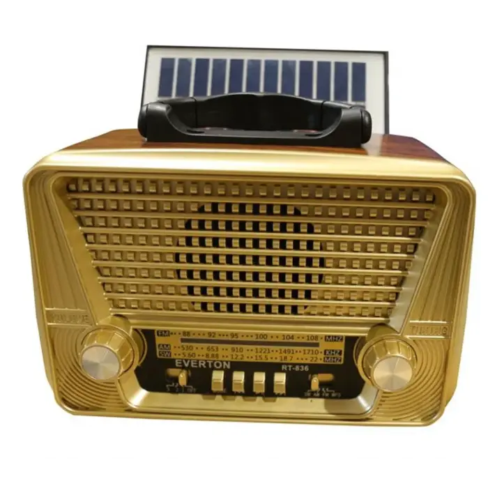 Everton Rt-836 Bluetooth Fm-Usb-Tf-Aux Solarlı Şarjlı Nostaljik Radyo