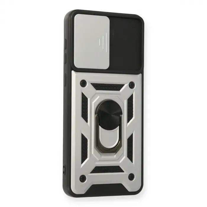 Galaxy A02 Kılıf Pars Lens Yüzüklü Silikon - Gümüş