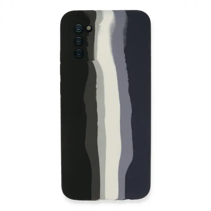 Galaxy A03S Kılıf Ebruli Lansman Silikon - Siyah-Lacivert