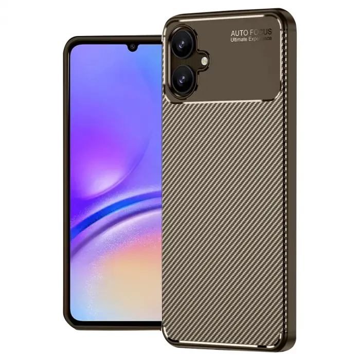 Galaxy A06 Kılıf Auto Focus Karbon Kapak - Kahverengi