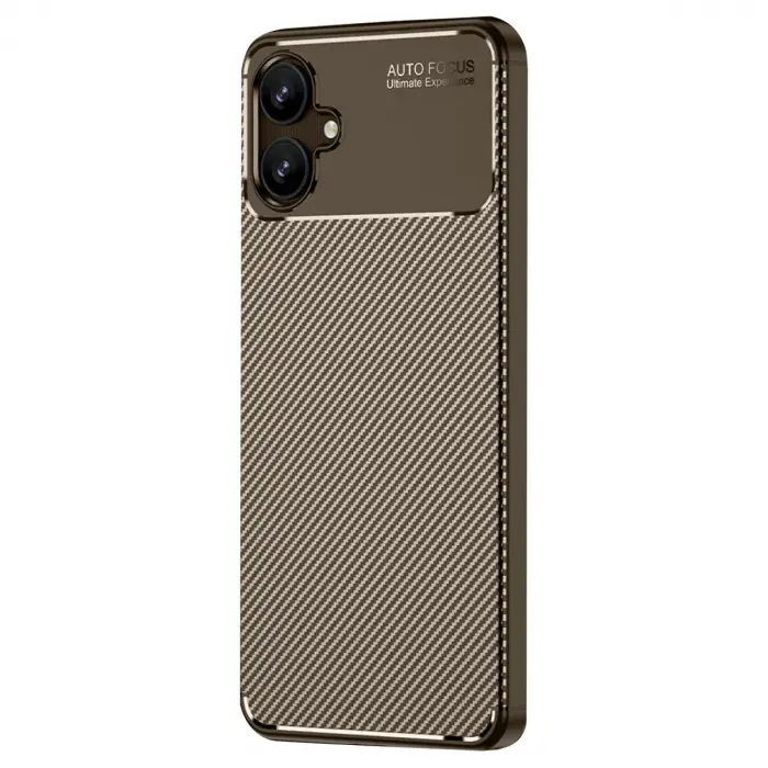 Galaxy A06 Kılıf Auto Focus Karbon Kapak - Kahverengi