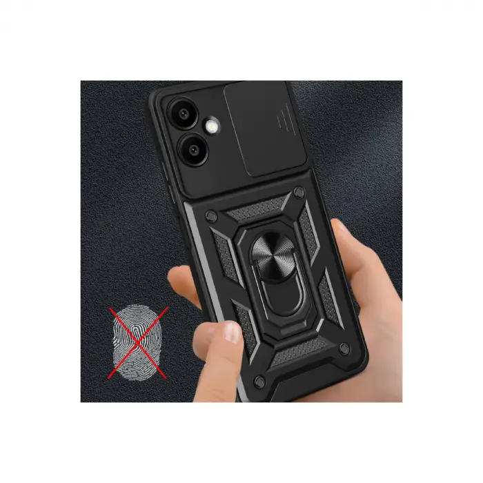 Galaxy A06 Kılıf Pars Lens Yüzüklü Silikon - Siyah