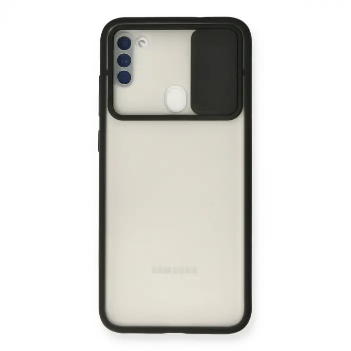 Galaxy A11 Kılıf Palm Buzlu Kamera Sürgülü Silikon - Siyah