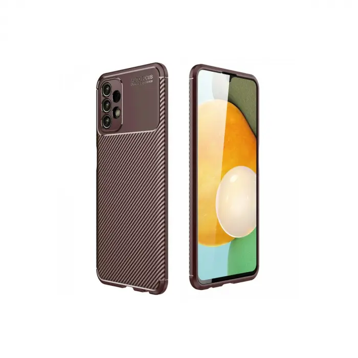 Galaxy A13 4G Kılıf Auto Focus Karbon Kapak - Kahverengi