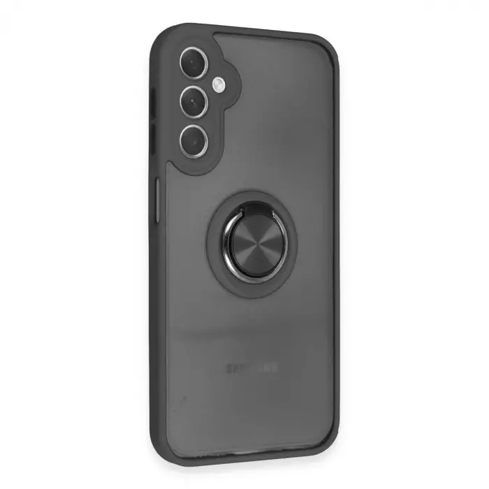Galaxy A24 4G Kılıf Montreal Yüzüklü Silikon Kapak - Siyah