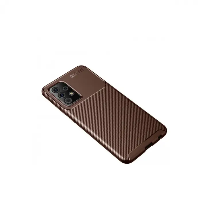 Galaxy A52 Kılıf Auto Focus Karbon Kapak - Kahverengi