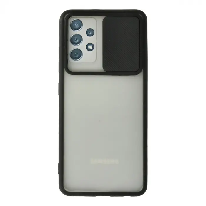 Galaxy A72 Kılıf Palm Buzlu Kamera Sürgülü Silikon - Siyah