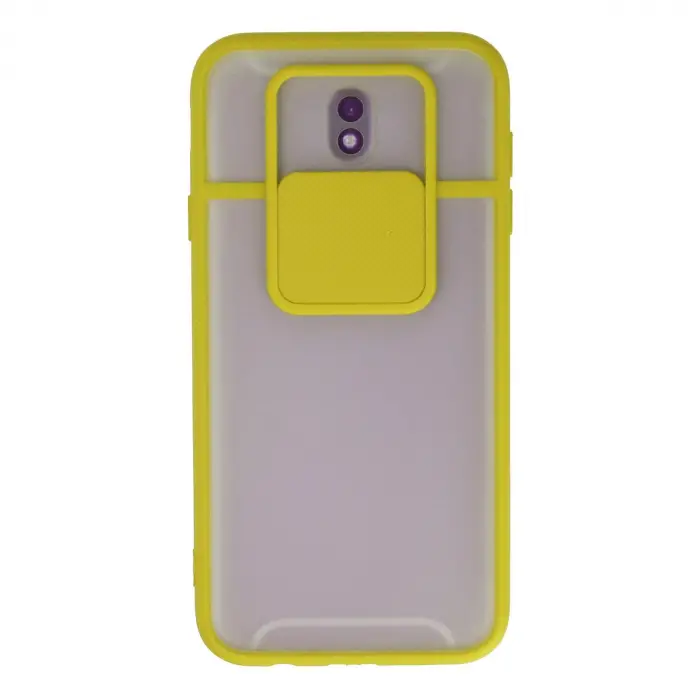 Galaxy J7 Pro / J730 Kılıf Palm Buzlu Kamera Sürgülü Silikon - Sarı