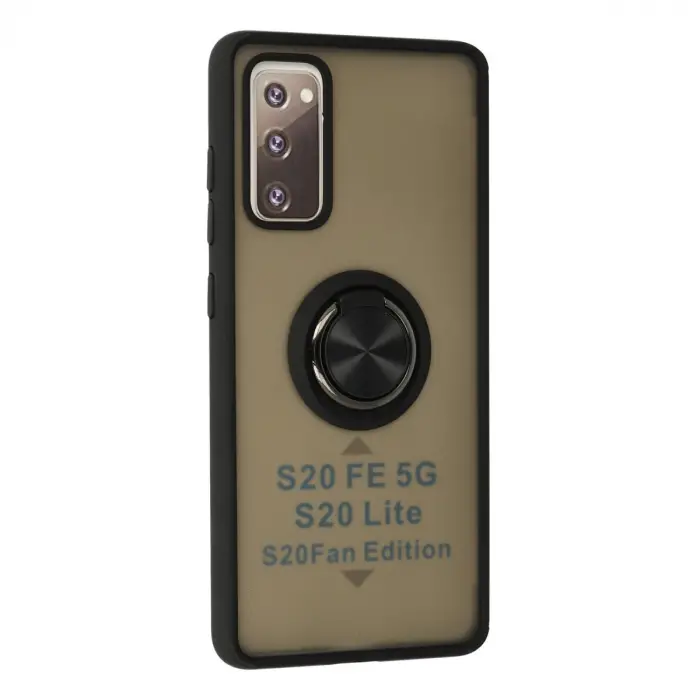 Galaxy S20 FE Kılıf Montreal Yüzüklü Silikon Kapak - Siyah