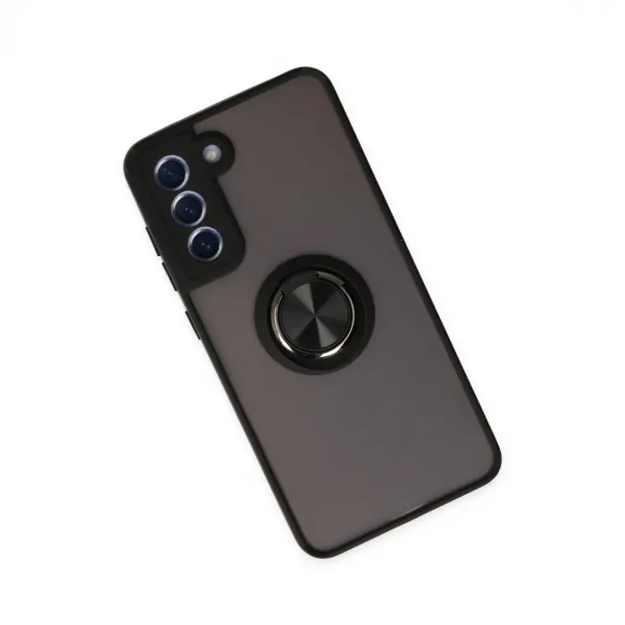 Galaxy S21 FE Kılıf Montreal Yüzüklü Silikon Kapak - Siyah