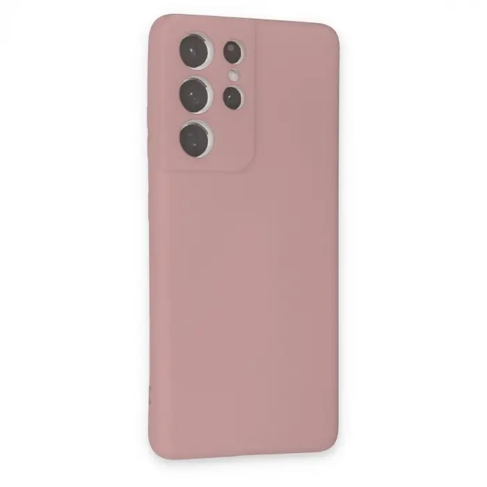 Galaxy S21 Ultra Kılıf Nano içi Kadife Silikon - Pudra