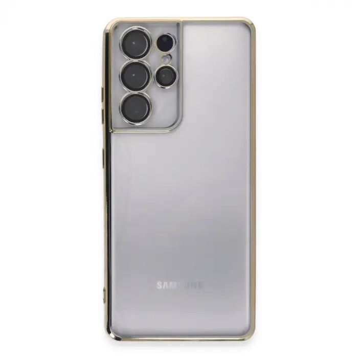 Galaxy S21 Ultra Kılıf Razer Lensli Silikon - Gold