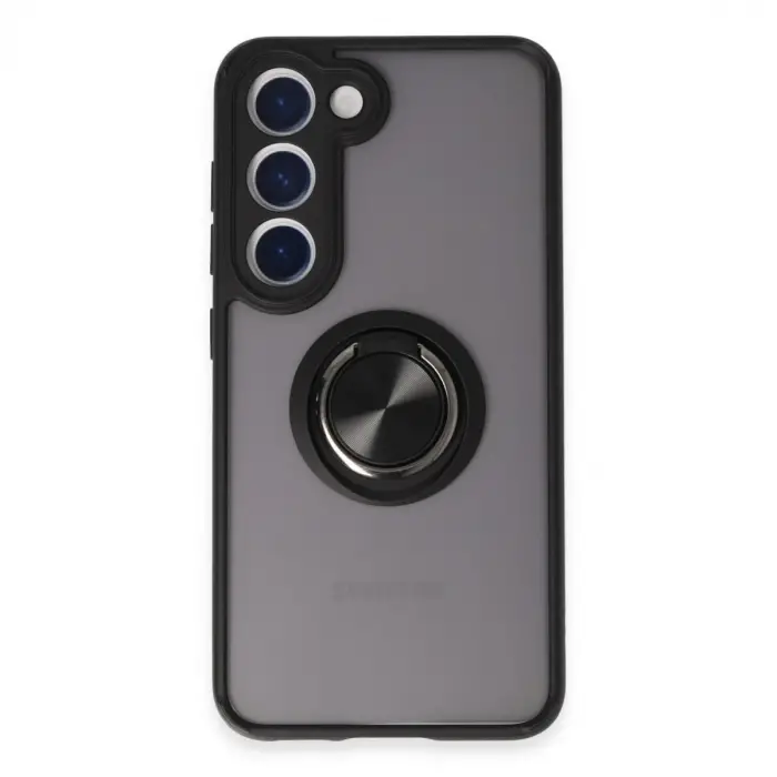 Galaxy S23 Kılıf Montreal Yüzüklü Silikon Kapak - Siyah