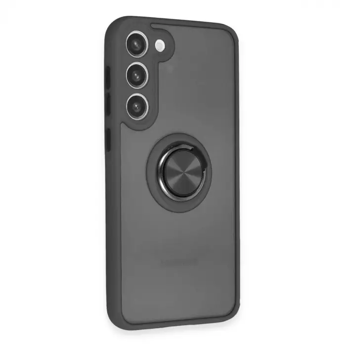 Galaxy S23 Plus Kılıf Montreal Yüzüklü Silikon Kapak - Siyah