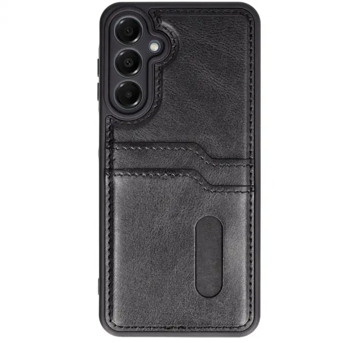 Galaxy S24 FE Kılıf Sara Kartvizitli Deri Kılıf - Siyah