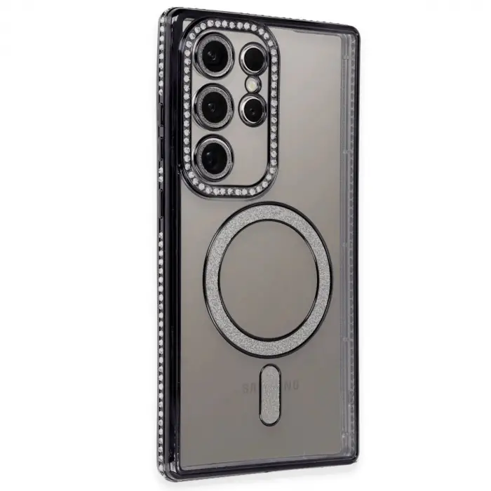 Galaxy S24 Ultra Kılıf Joke Simli Magneticsafe Kılıf - Siyah