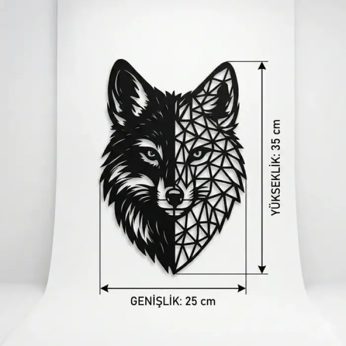 Geometrik Kurt Duvar Tablosu MDF Lazer Kesim Modern Duvar Süsü Minimal Hayvan Figürlü Dekor