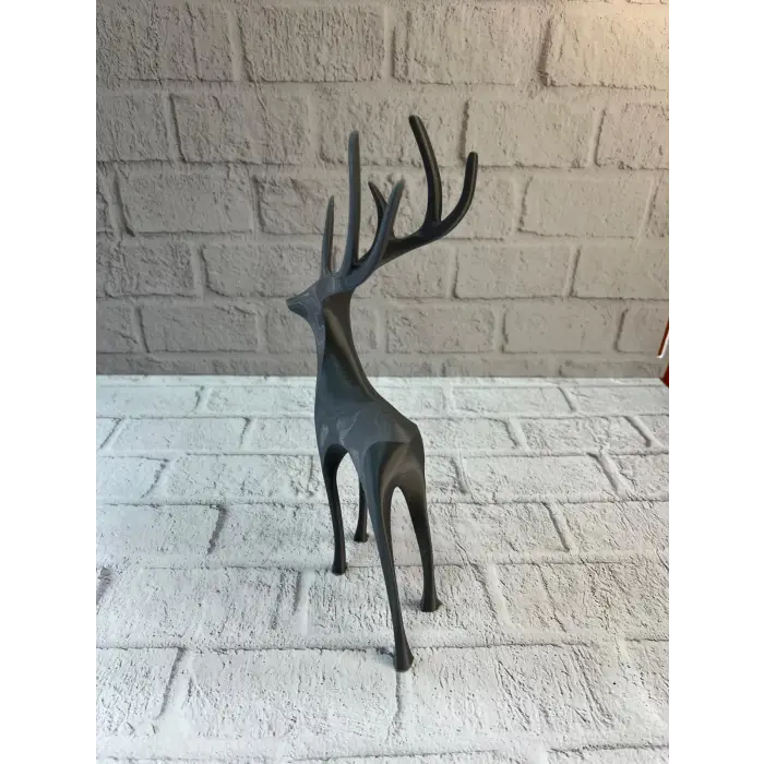 Geyik Figürü Gri Modern Salon ve Raf Dekoru