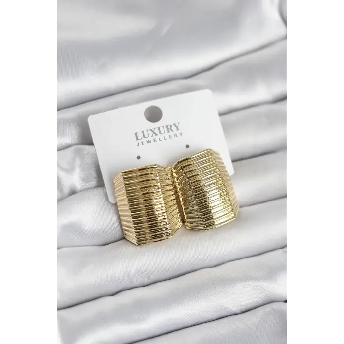 Gold Renk Pirinç Vintage Esintili Statement Küpe