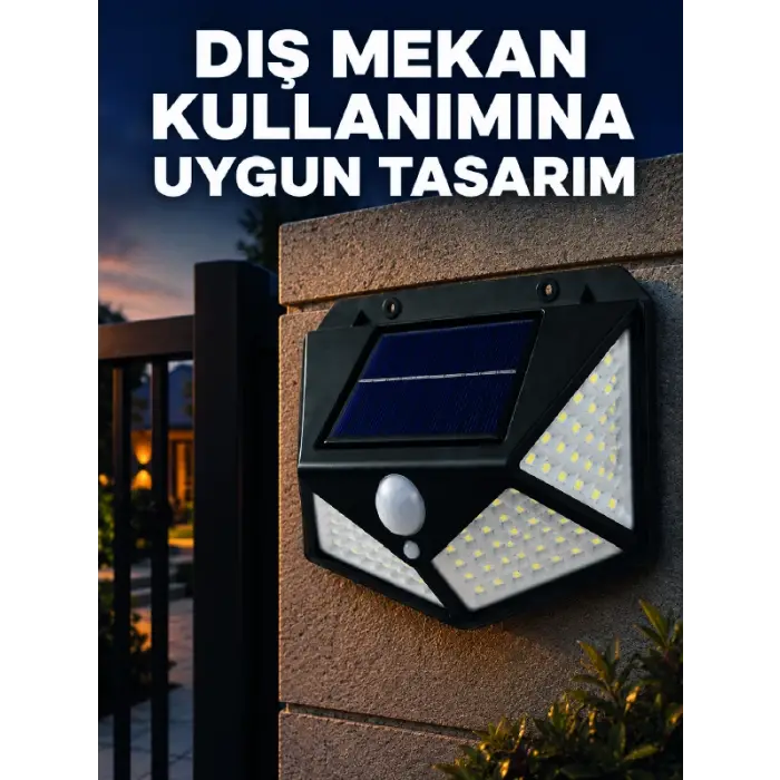 Güneş Enerjisi ile Şarj Olan Hareket Sensörlü 3 Modlu LED Dış Mekan Duvar Aydınlatması