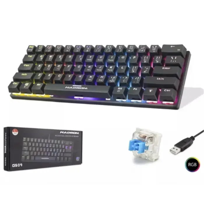 Hadron G509B Siyah Mekanik Gaming Mini Klavye Blue Switch RGB