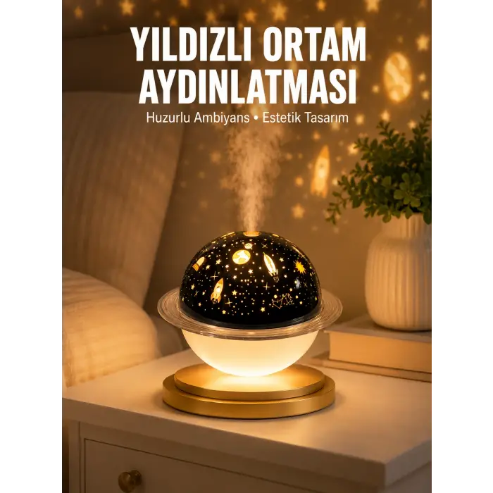 Hava Nemlendirici Led Işıklı Gece Lambası Yıldız Görünümlü Renk Değiştiren