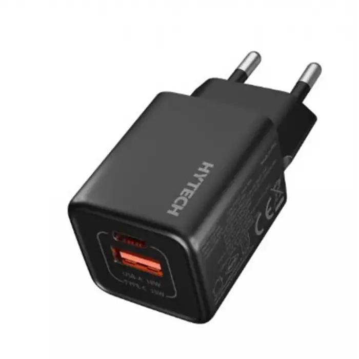 Hytech HY-XEG35 Type USB-C 35W PD + 18W USB QC 3.0 GAN PD-PPS Siyah Hızlı Ev Şarj Adaptörü