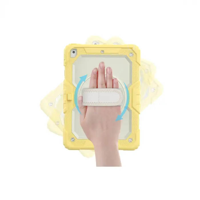 iPad 10.2 (7.nesil) Kılıf Strap New Tablet Kapak - Sarı