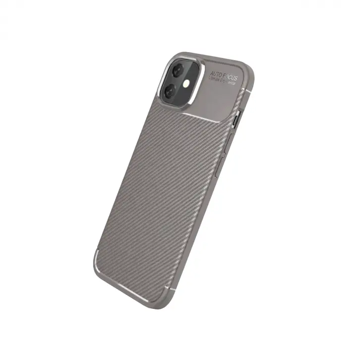 iPhone 11 Kılıf Auto Focus Karbon Kapak - Gri